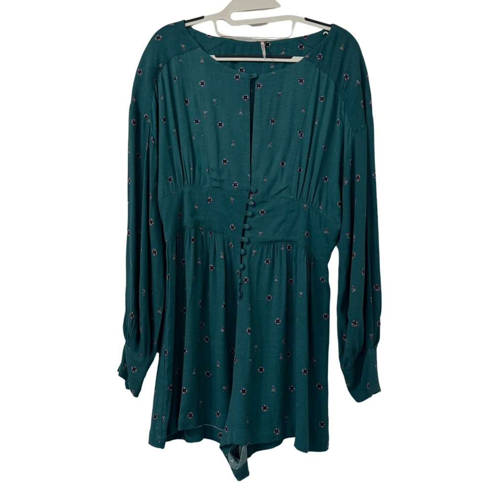 Free People Women’s Love Grows Romper Keyhole‎ Green Floral Size S